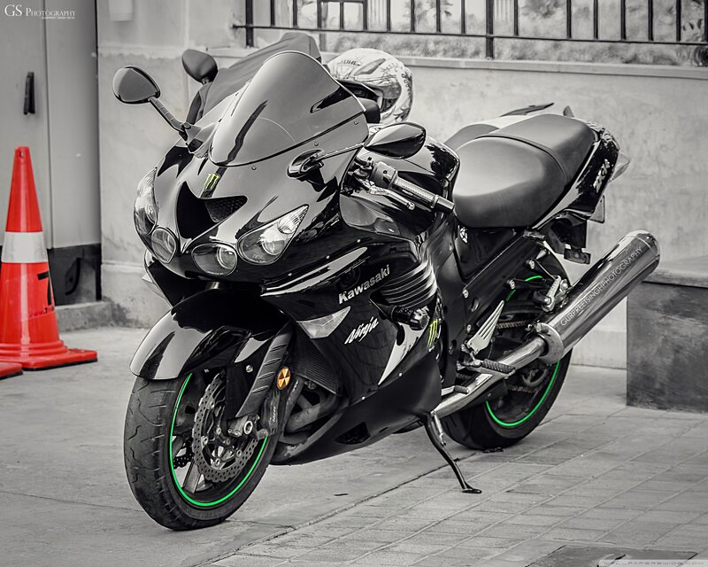 Black Kawasaki Ninja motorcycle