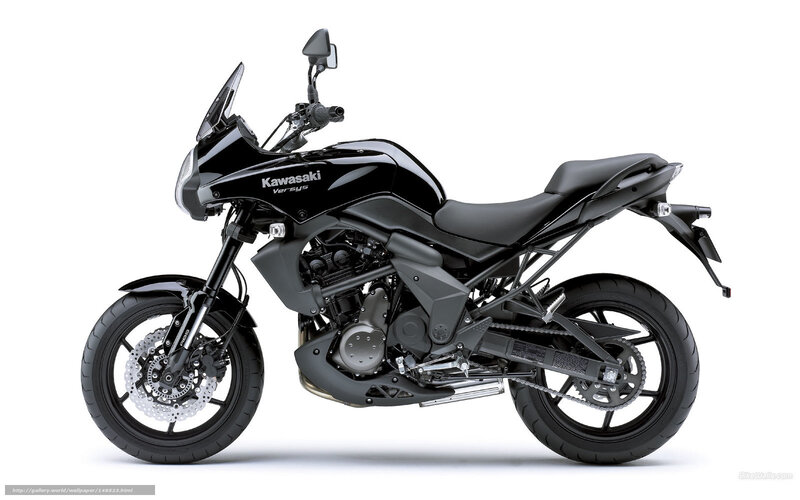 Black Kawasaki Versys Motorcycle — Neutral, Photograph, Windshield