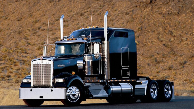 Black Kenworth Semi-truck — Dramatic