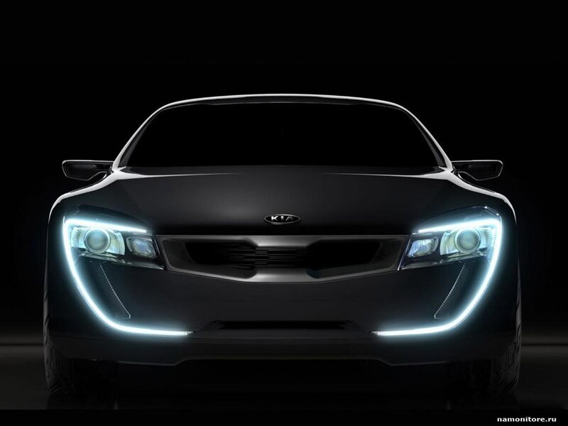 Black Kia Concept Car — Dramatic, Night, Photograph, Headlights
