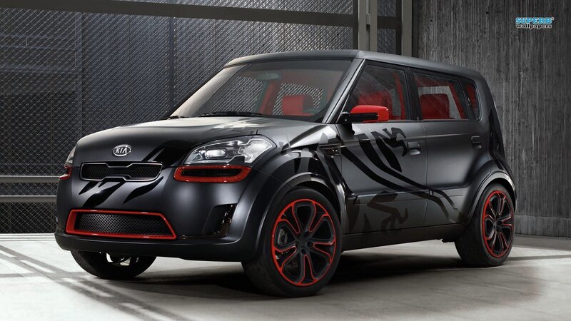 Black Kia Soul with red accents