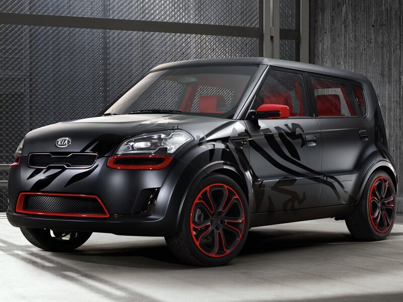 Black Kia Soul with red accents