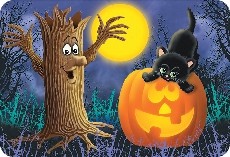Black Kitten on Pumpkin — Orange