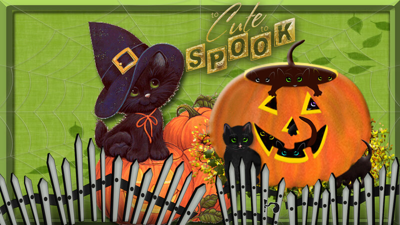 Black Kittens with Pumpkins