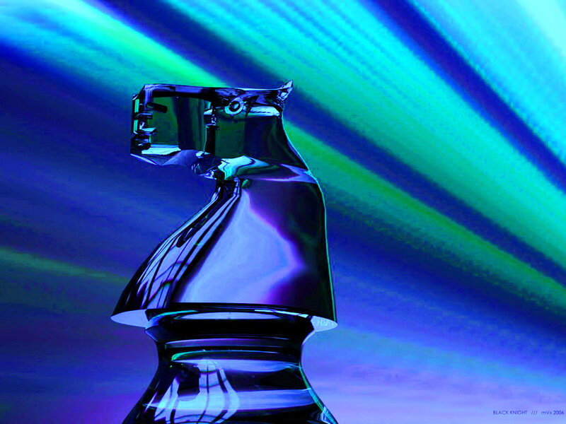 Black Knight Chess Piece — Blue