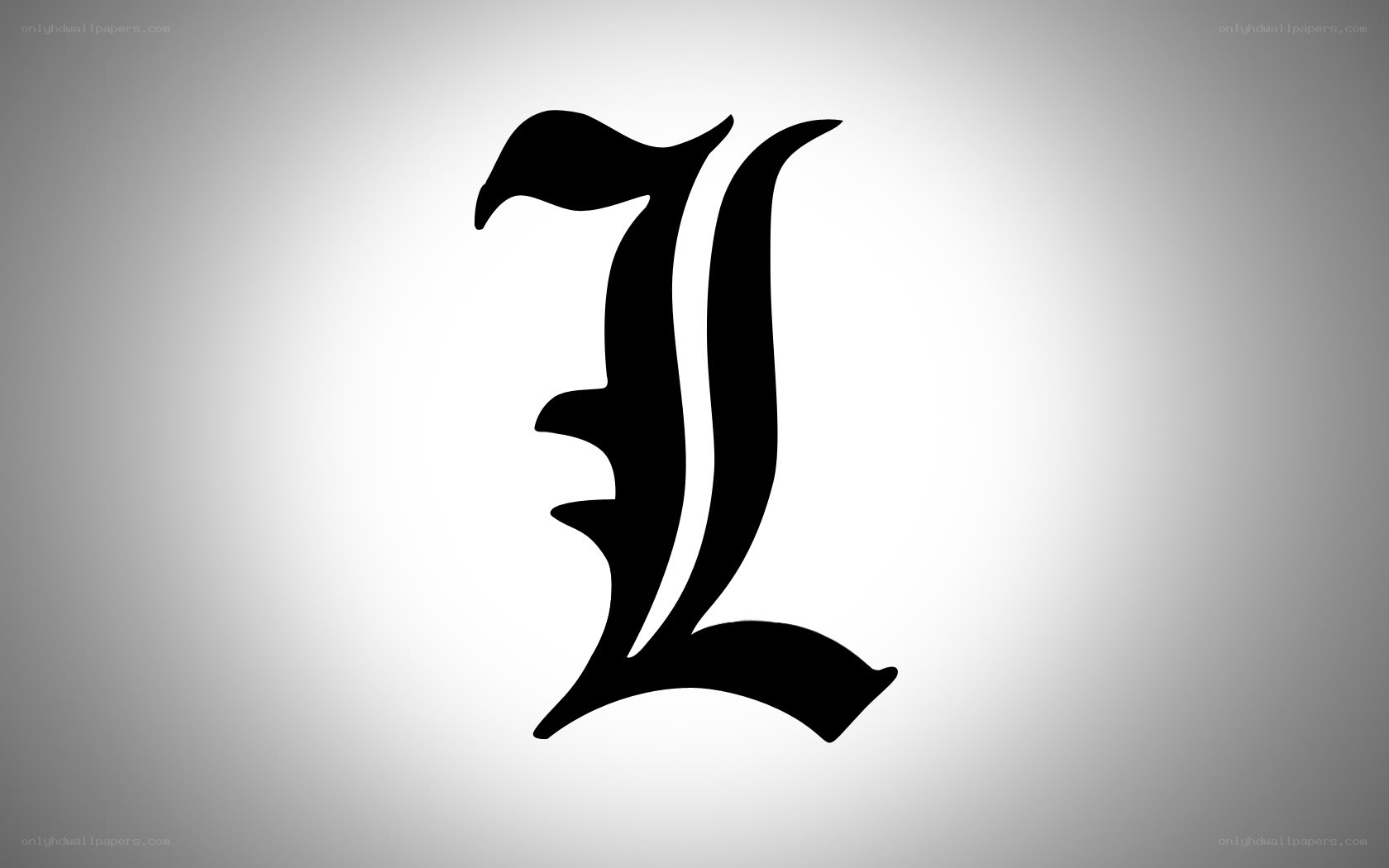 Black L letter on gray background