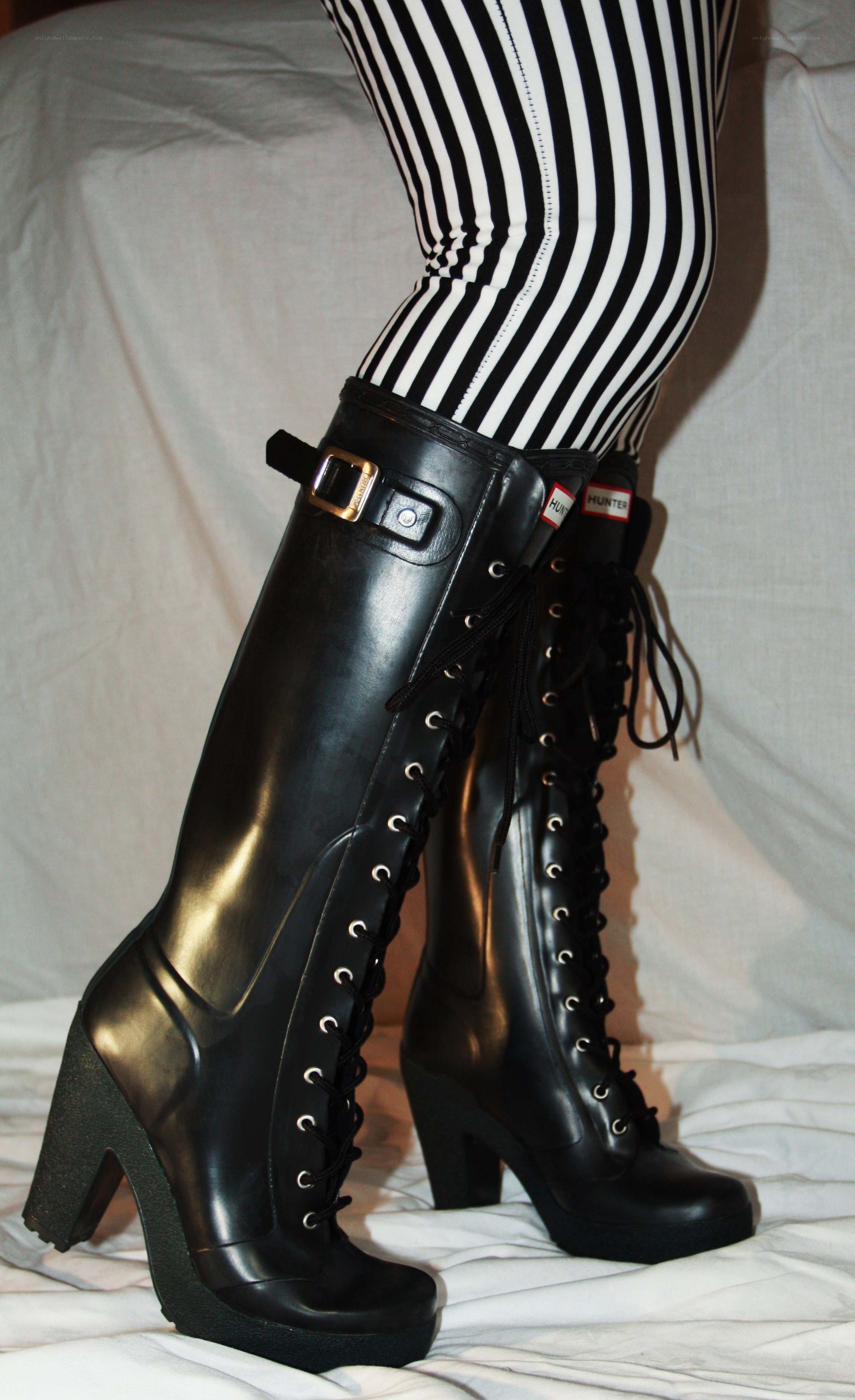 black lace-up boots