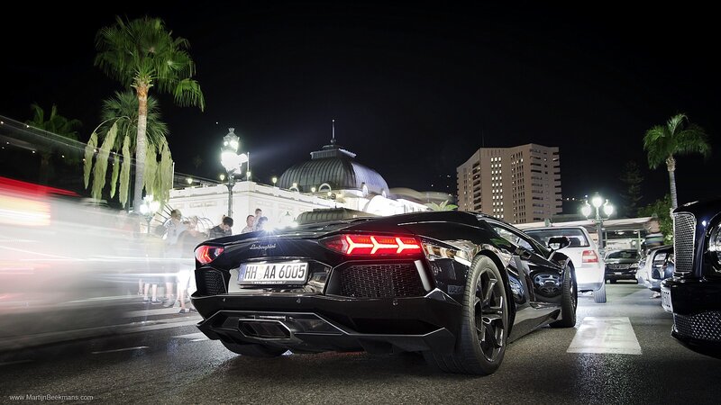 Black Lamborghini at Night — Dramatic