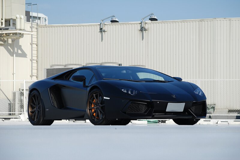 Black Lamborghini Aventador — Calm, Afternoon, Photograph, Car, Building