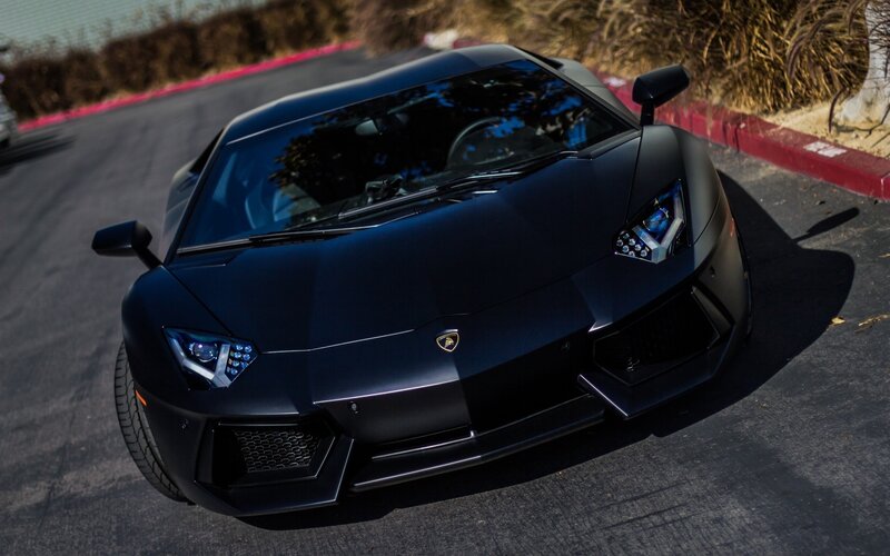Black Lamborghini Aventador — Dramatic, Afternoon, Photograph, Car, Road