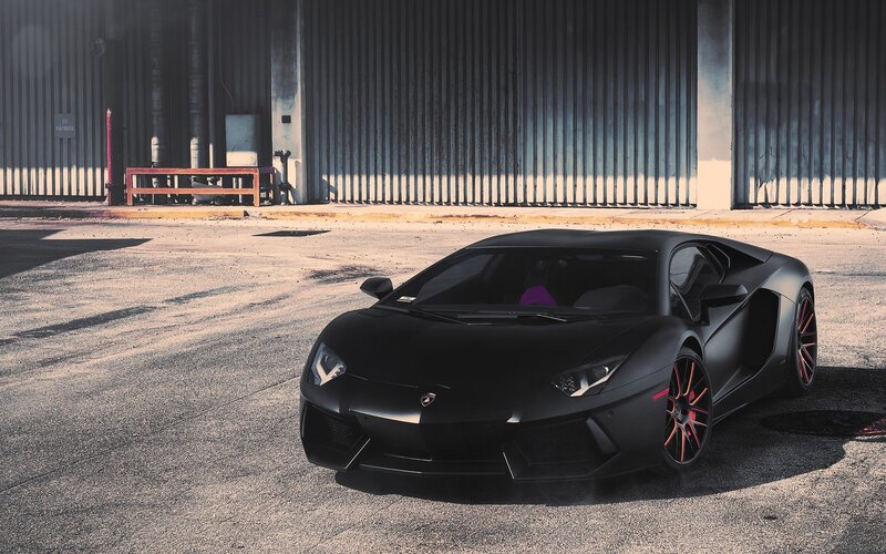Black Lamborghini Aventador — Dramatic, Afternoon, Photograph, Car