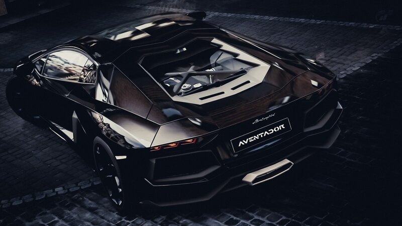 Black Lamborghini Aventador — Dramatic, Night, 3d Render, Car