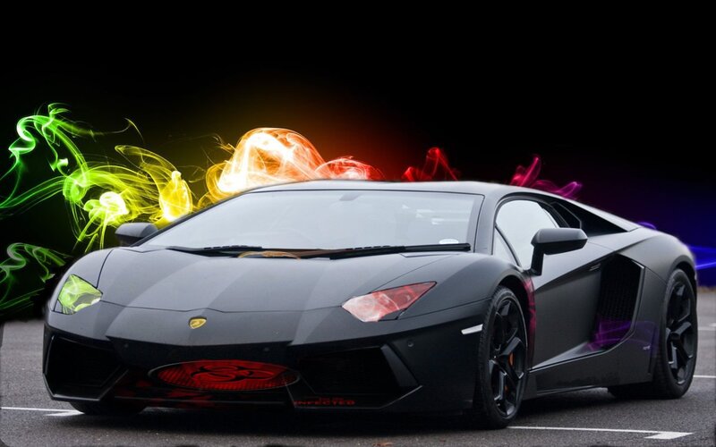 Black Lamborghini Aventador — Dramatic, Night