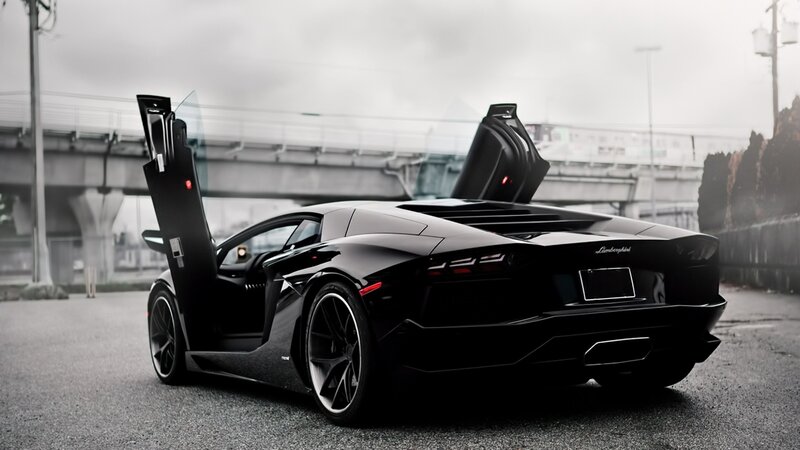 Black Lamborghini Aventador — Dramatic, Photograph, Car, Bridge