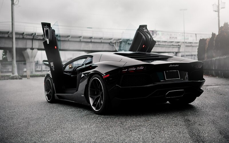 Black Lamborghini Aventador — Dramatic, Photograph, Car Door