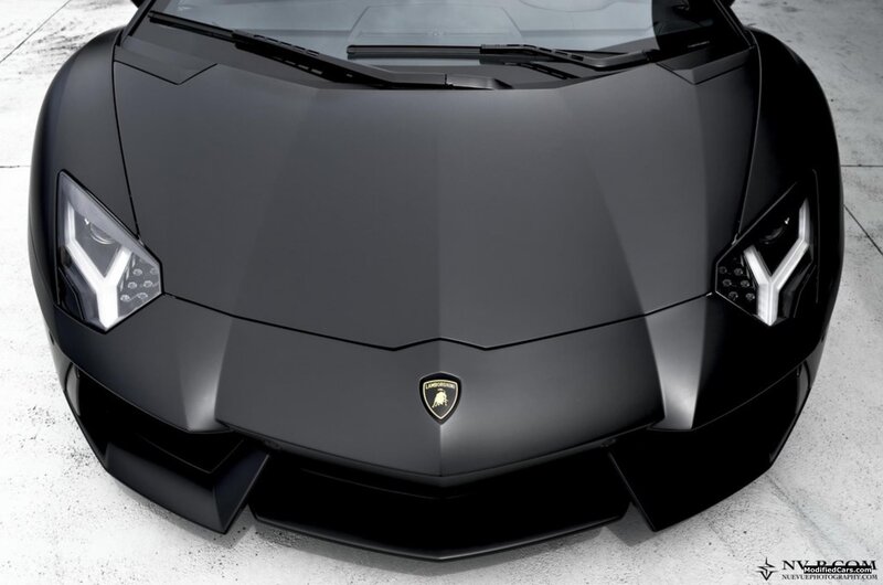 Black Lamborghini Aventador — Dramatic, Photograph, Car, Headlights