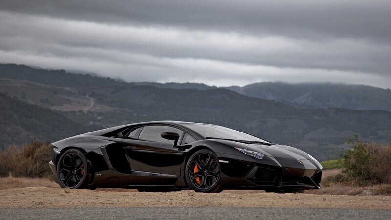 Black Lamborghini Aventador — Dramatic, Photograph, Mountains, Road