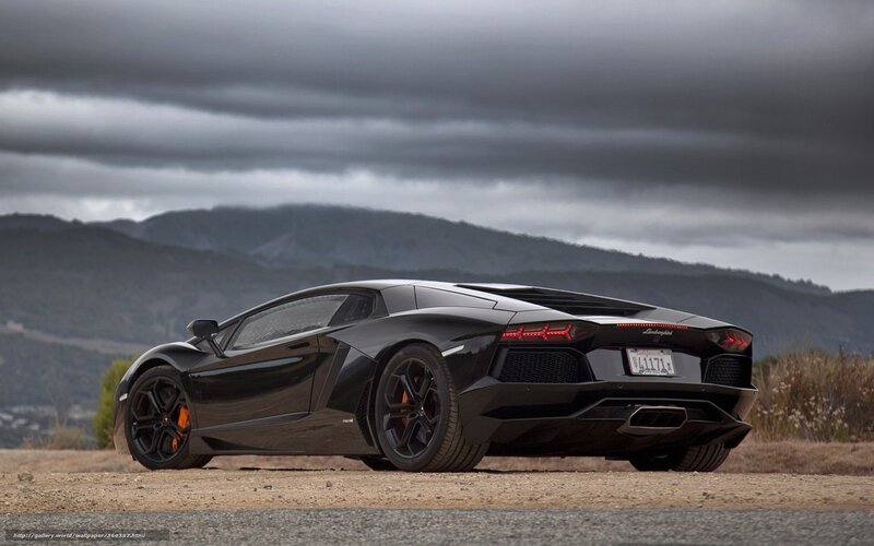 Black Lamborghini Aventador — Dramatic, Photograph, Mountains