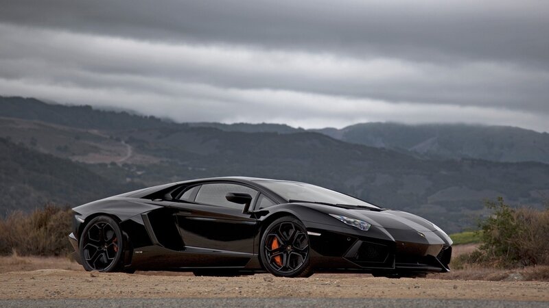 Black Lamborghini Aventador — Dramatic, Photograph