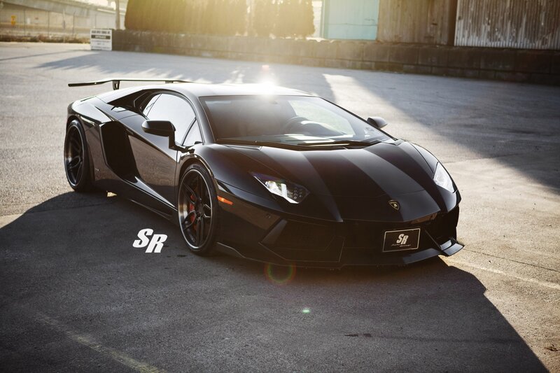 Black Lamborghini Aventador — Dramatic, Sunset, Photograph