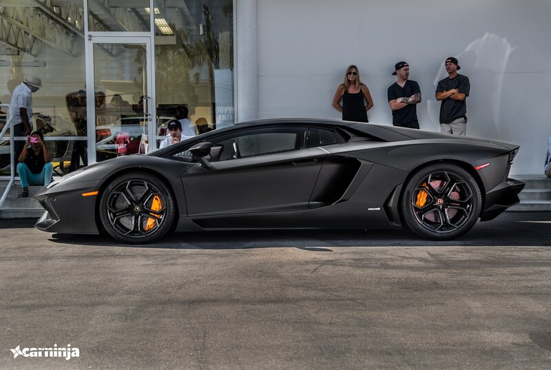 Black Lamborghini Aventador — Gray, Dramatic, Afternoon