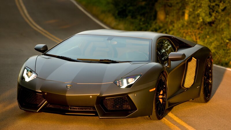 Black Lamborghini Aventador — Gray, Dramatic