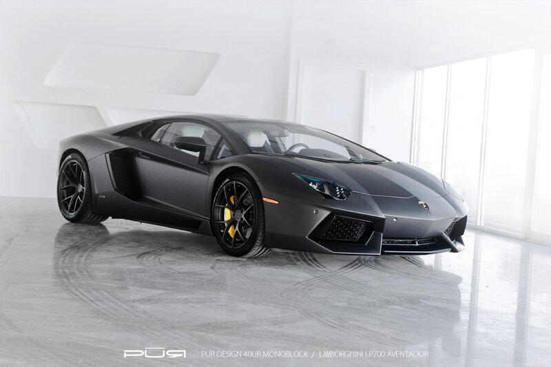 Black Lamborghini Aventador — Gray, Minimalist