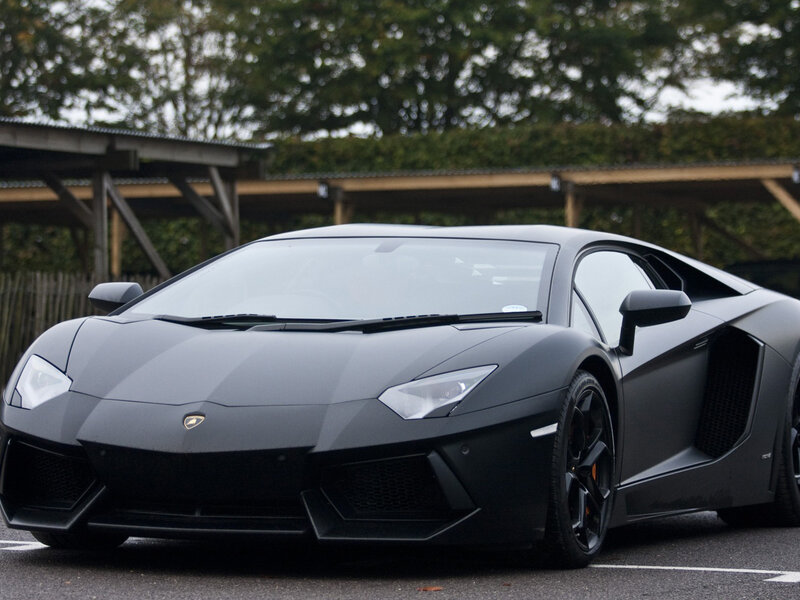 Black Lamborghini Aventador — Gray