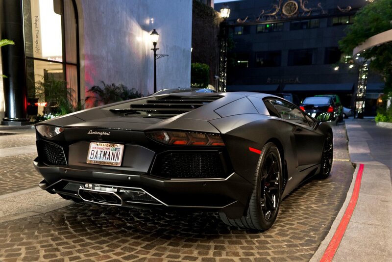 Black Lamborghini Aventador parked