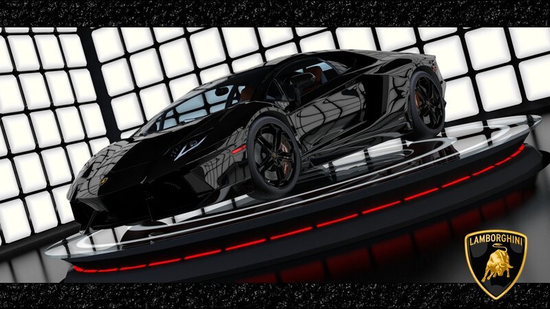 Black Lamborghini Car — Dramatic, 3d Render, Platform