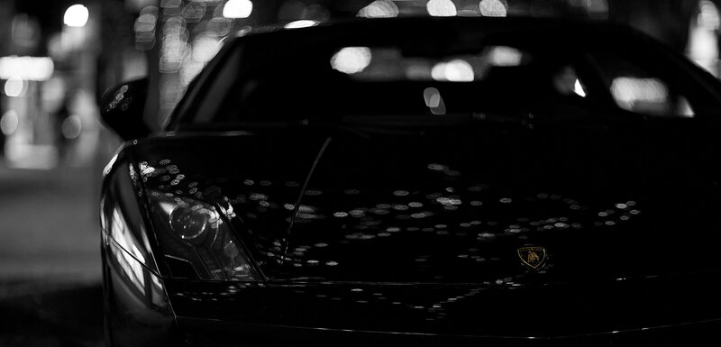 Black Lamborghini Car — Dramatic, Night, Photograph, Headlight