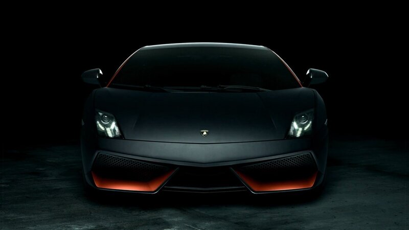 Black Lamborghini Car — Dramatic, Night, Photograph, Headlights, Grille, Side Mirror