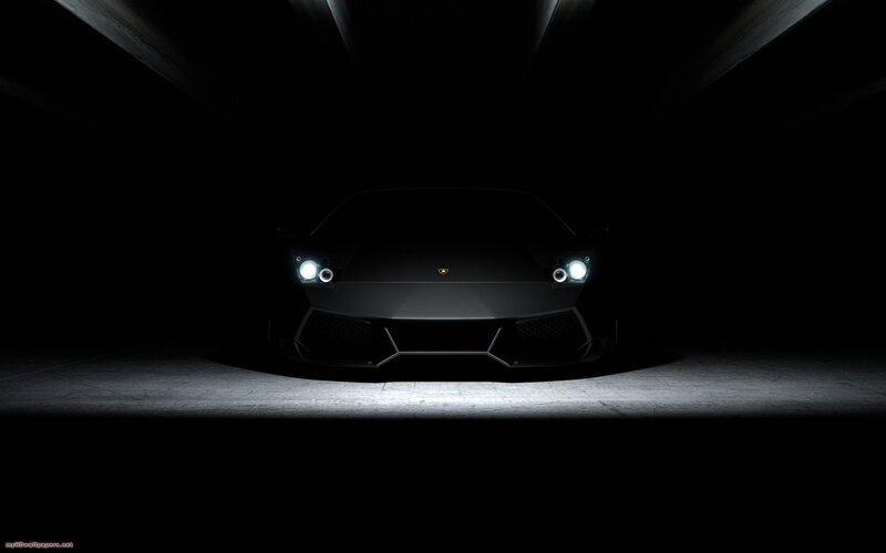 Black Lamborghini Car — Dramatic, Night, Photograph