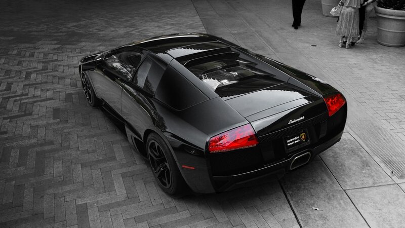 Black Lamborghini Car — Dramatic, Photograph, People