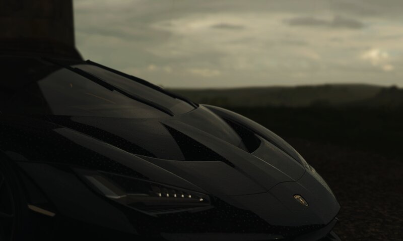 Black Lamborghini Car — Dramatic, Sunset