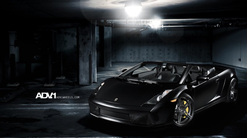Black Lamborghini Convertible — Dramatic, Night, Photograph