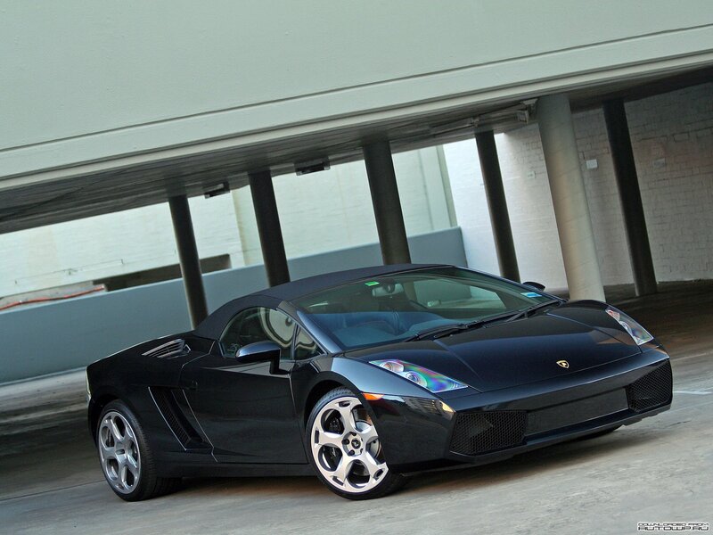 Black Lamborghini Convertible — Dramatic, Photograph