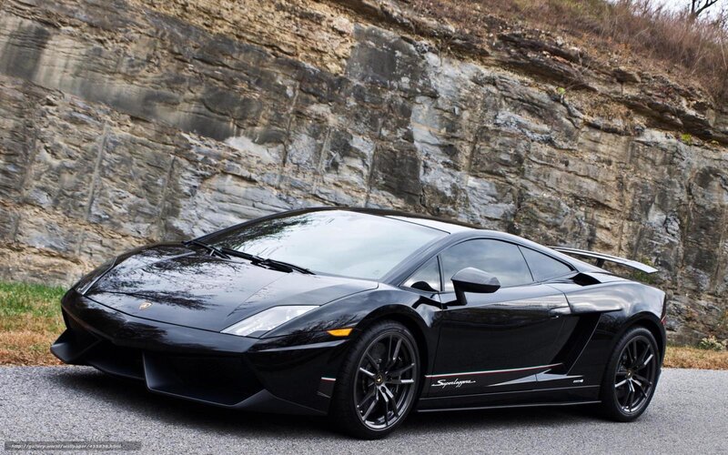Black Lamborghini Gallardo — Dramatic, Photograph, Car, Rock Wall