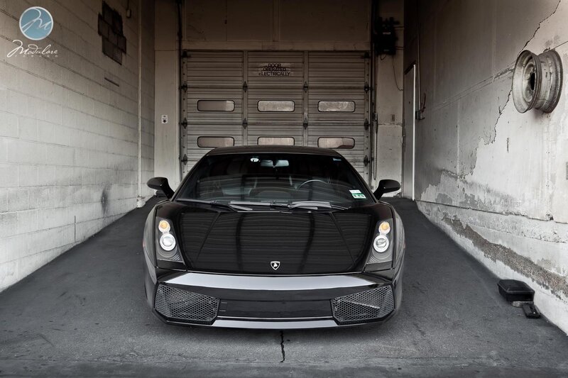Black Lamborghini Gallardo — Dramatic, Photograph, Garage