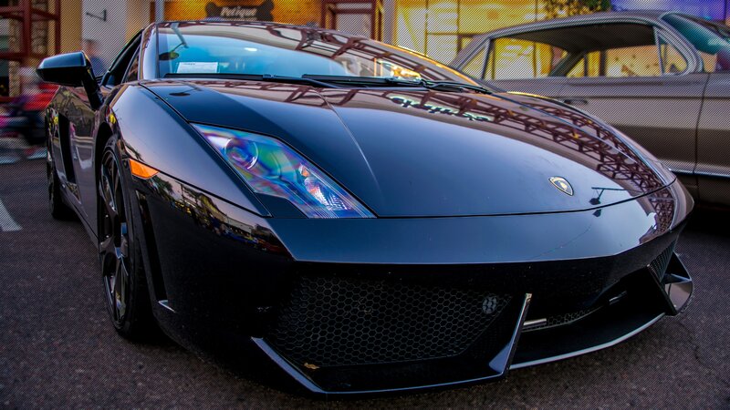 Black Lamborghini Gallardo — Dramatic, Sunset, Photograph