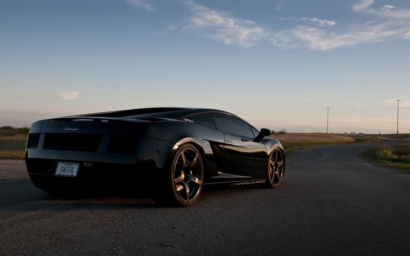 Black Lamborghini Gallardo — Dramatic, Sunset