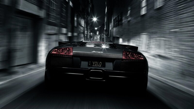 Black Lamborghini in Alley — Dramatic