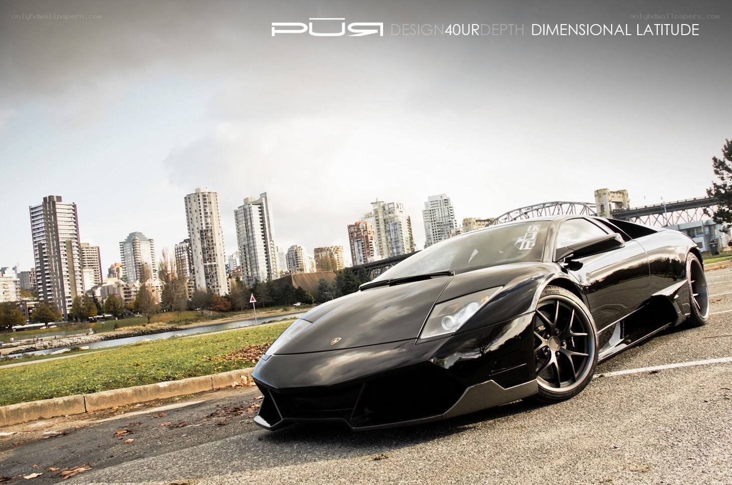 Black Lamborghini in city