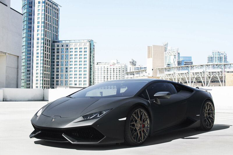Black Lamborghini in city