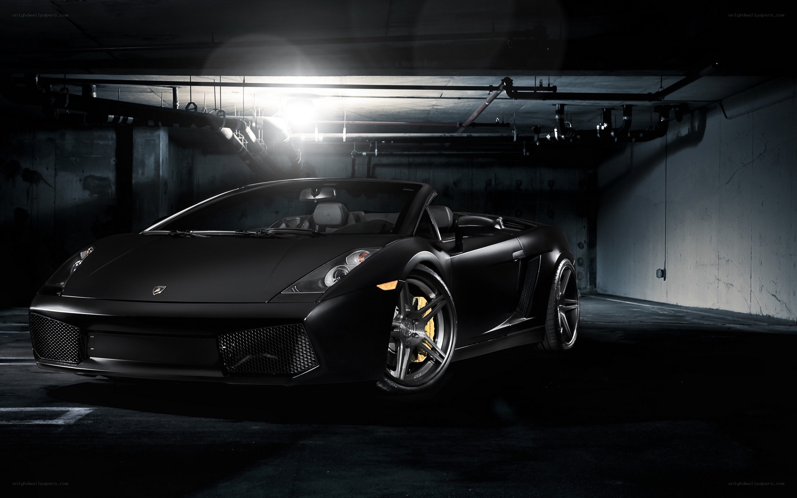 Black Lamborghini in garage