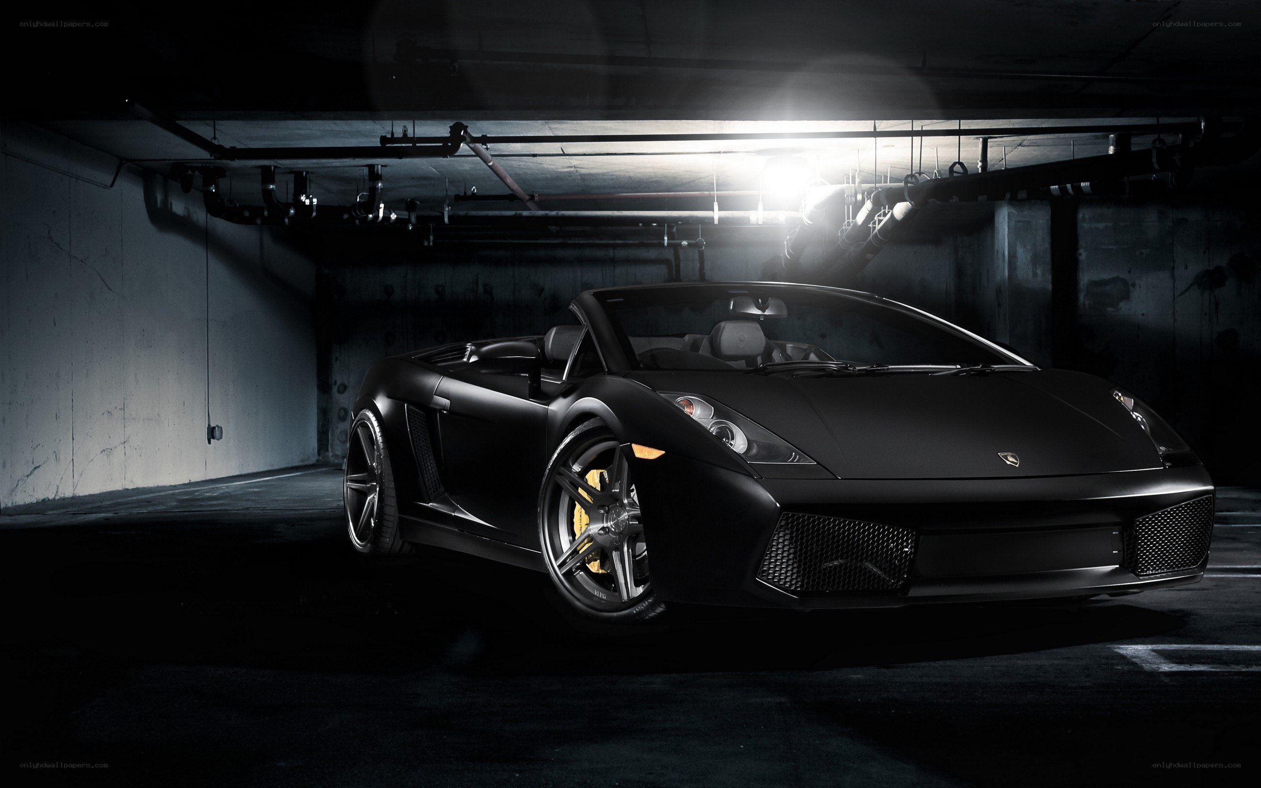 Black Lamborghini in garage