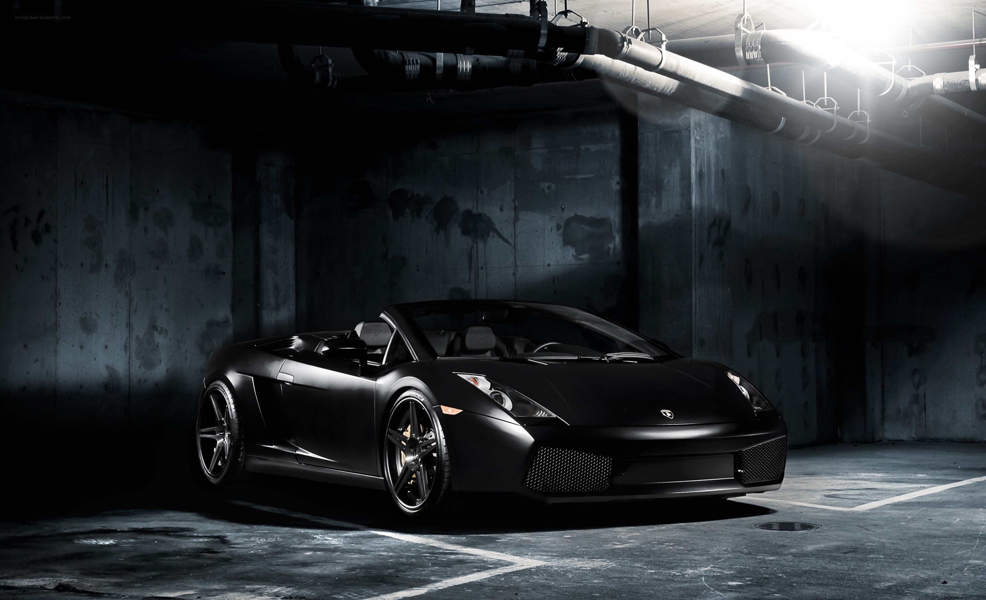 Black Lamborghini in garage