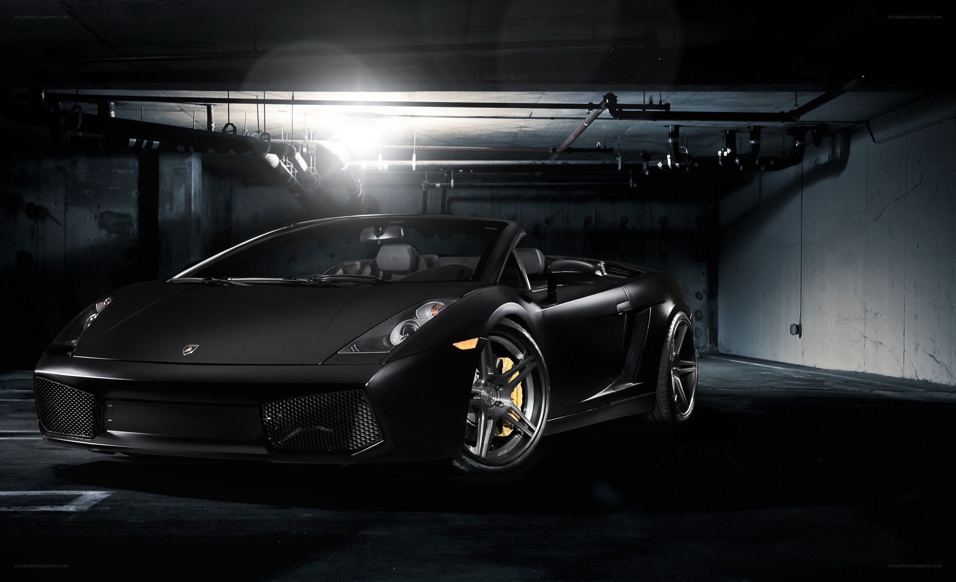 Black Lamborghini in garage