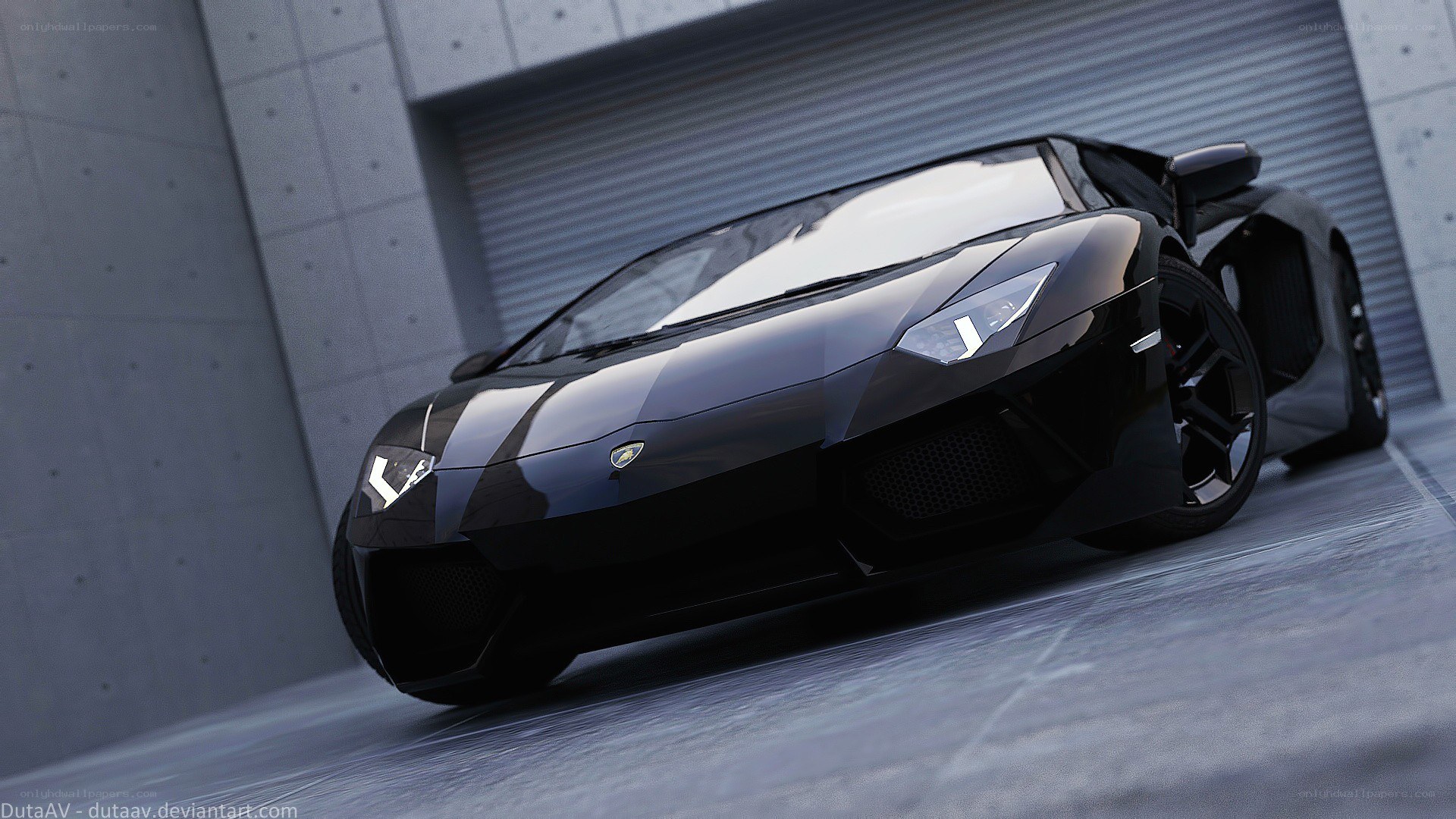 black lamborghini in garage