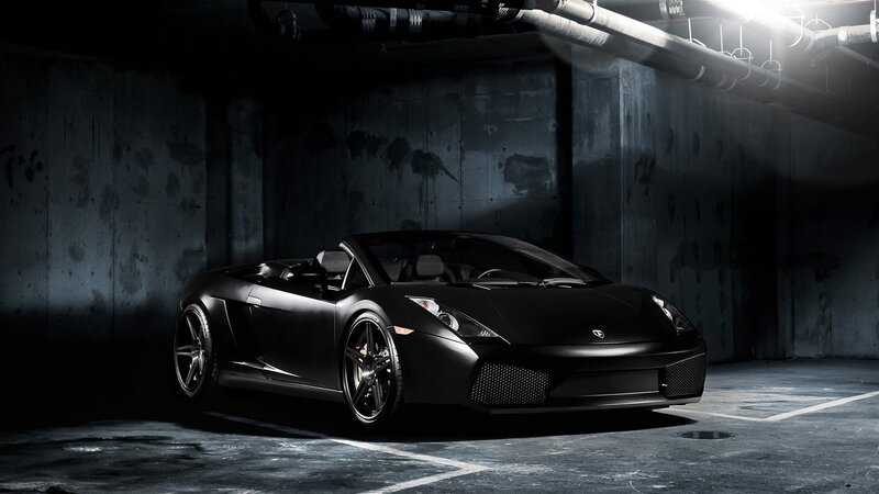 black lamborghini in garage